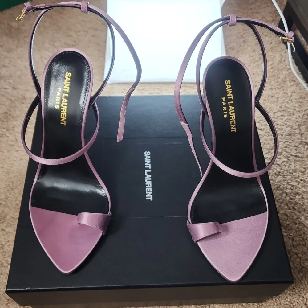 Saint Laurent Women's Pink Strappy Heels - Picture 7 of 7